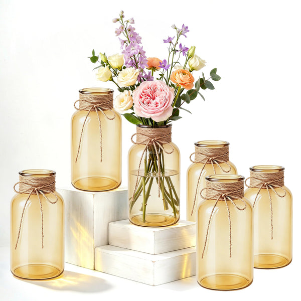 Gold Mason Jar Vases (Set of 6)