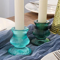 Blue & Green Taper Candle Holders (Set of 12)