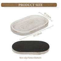 Whitewash Oval Beaded Tray