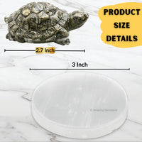 Pyrite Tortoise on Selenite Plate