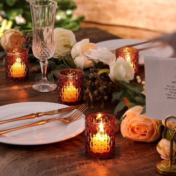 Amber Votive Candle Holders