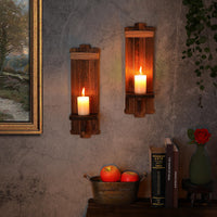 Wooden Candle Sconces (Set of 2)