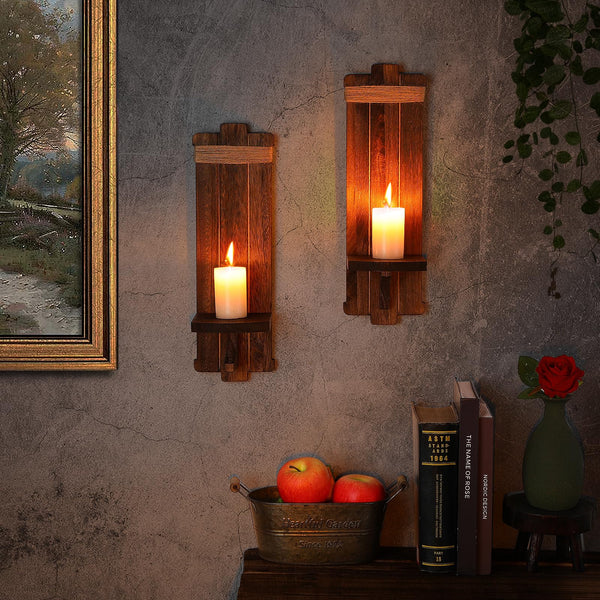 Wooden Candle Sconces (Set of 2)