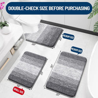 Grey Microfiber Bath Mat (Set of 3)