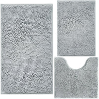 Light Grey Chenille Bath Mat (Set of 3)