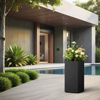 Black Square Column Planter