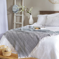 Black Herringbone Cotton Throw