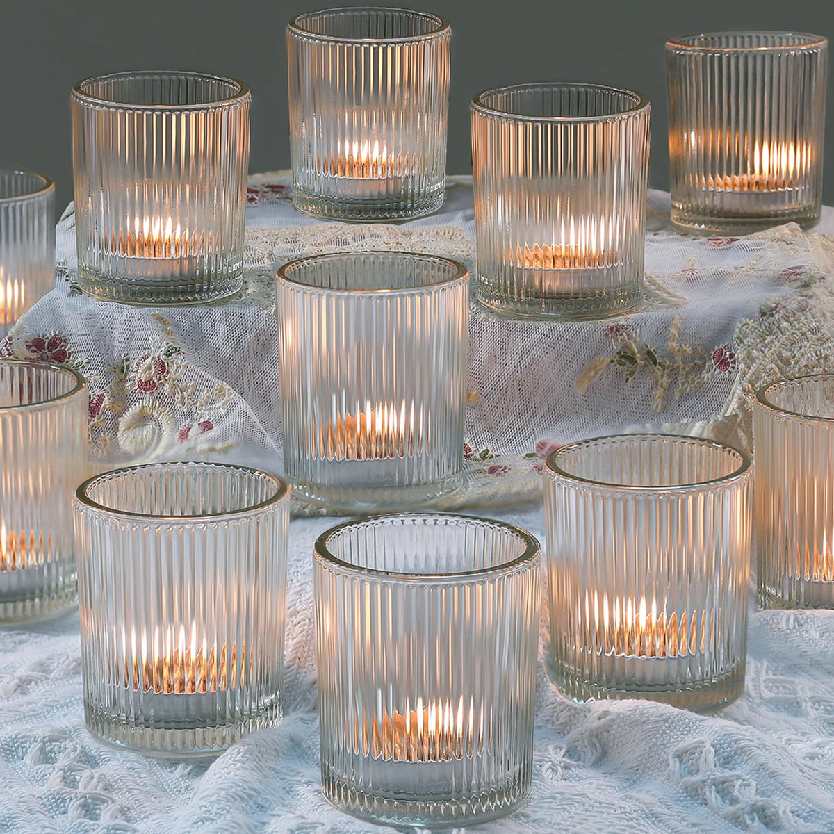 Clear Glass Votive Holders (Set of 24)