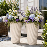 Ivory Marble Tall Planters (Set of 2)