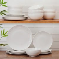 White Basket Weave Dinnerware (Set of 24)
