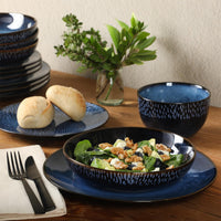 Cobalt Blue Stoneware Dinnerware (Set of 16)