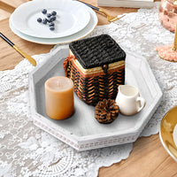 Retro White Beaded Wood Tray
