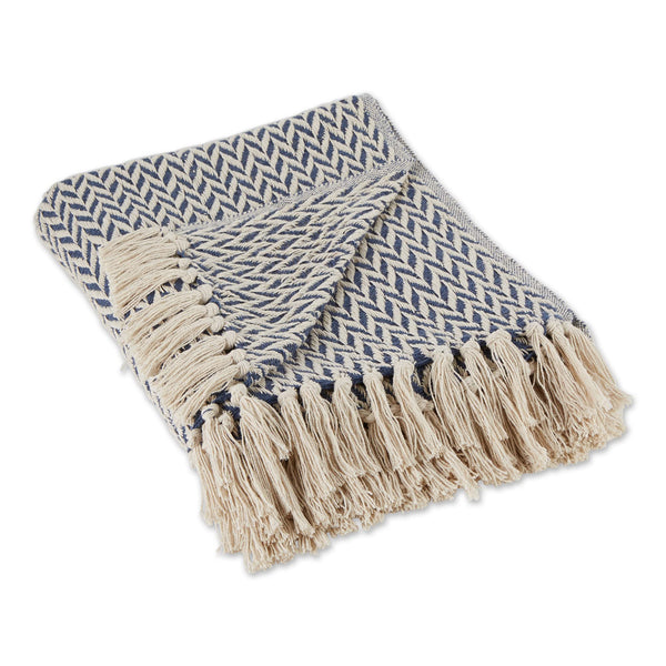 Blue Zig-Zag Cotton Throw