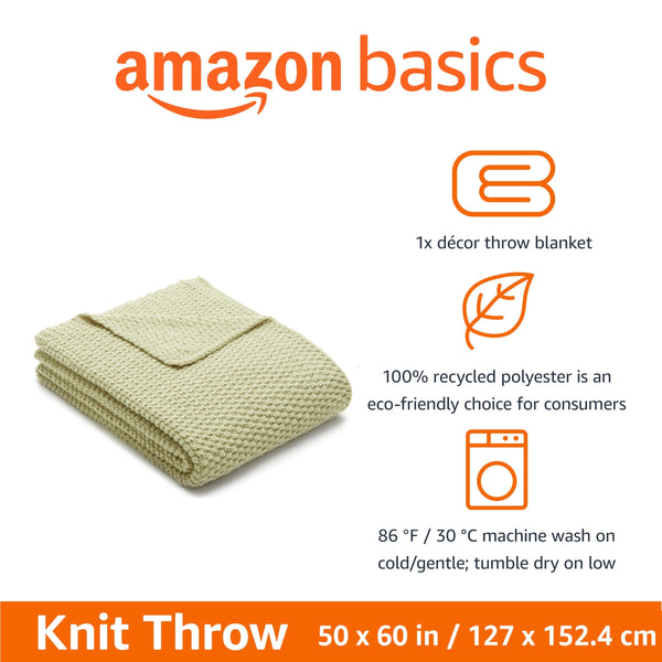Sage Green Cable Knit Throw