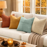 Teal Corduroy Throw Pillow Cover (Set of 4)