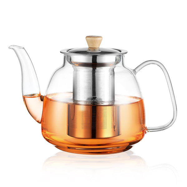 Clear Glass Teapot & Strainer
