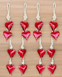 Red Metal Heart Bells