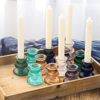 Blue & Green Taper Candle Holders (Set of 12)