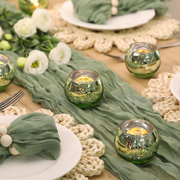 Green Mercury Glass Votives (Set of 24)