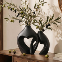 Black Heart Ceramic Vase (Set of 2)