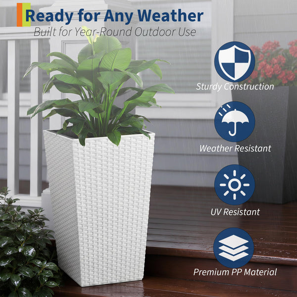 White Self-Watering Planters (Set of 4)