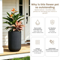 Black Column Concrete Planter