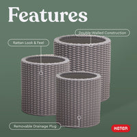 Taupe Rattan Planters (Set of 3)
