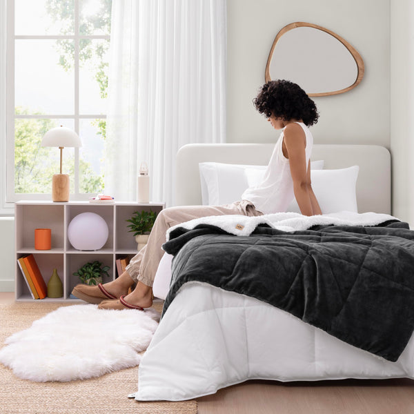 Charcoal Grey Fleece Throw