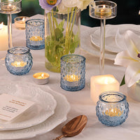 Blue Glass Votive Holders (Set of 12)