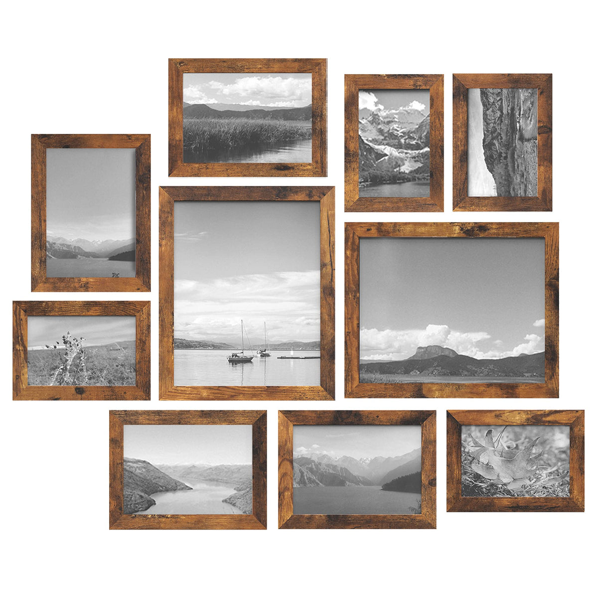 Rustic Brown Gallery Frames (Set of 10)