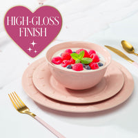 Pink Embossed Hearts Dinnerware (Set of 12)