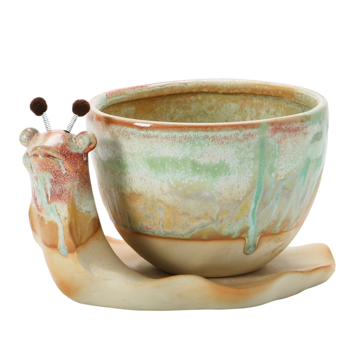 Stoneware Snail Planters (Set of 2)