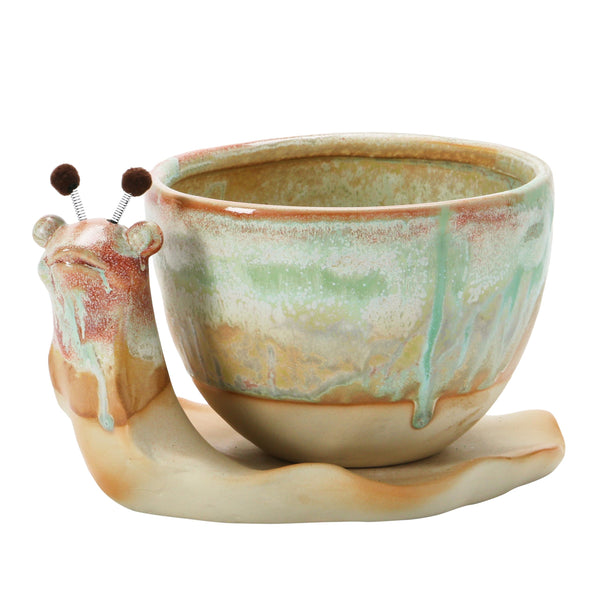 Stoneware Snail Planters (Set of 2)