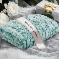 Blue Tie-Dye Faux Fur Throw