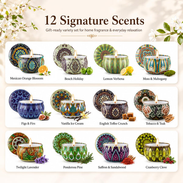 Scented Soy Candles (Set of 12)