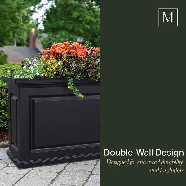 White Self-Watering Trough Planter