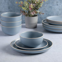 Blue Stoneware Dinnerware (Set of 12)