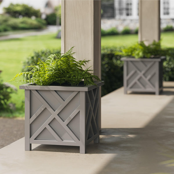 Gray Lattice Planters (Set of 2)