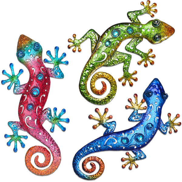 Metal Gecko Wall Decor (Set of 3)