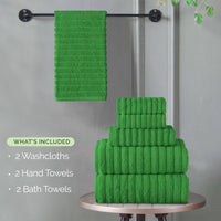 Emerald Green Ribbed Towels (Set of 6)