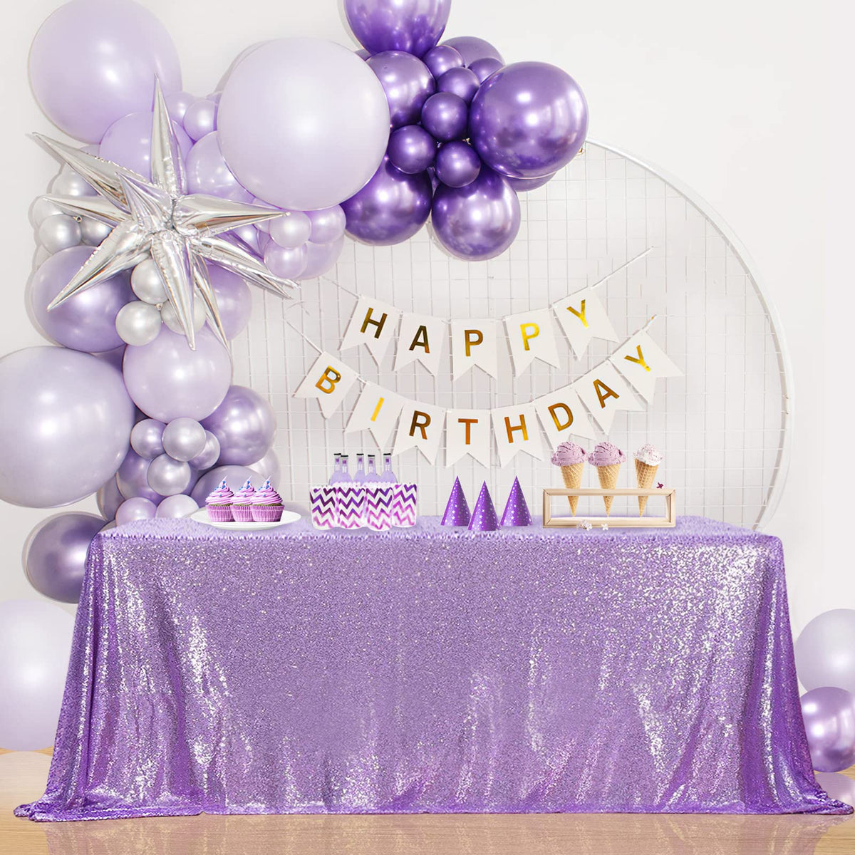 Lilac Sequin Tablecloth