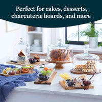 Acacia Cake Stand with Dome (Set of 2)