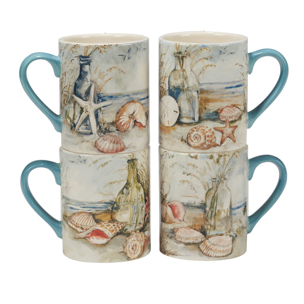 Coastal Ceramic Mugs (Set of 4)