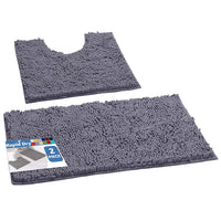 Dark Grey Chenille Bath Mat (Set of 2)