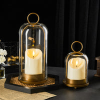 Brass Hurricane Candle Holders (Set of 2)