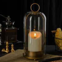 Brass Hurricane Candle Holders (Set of 2)