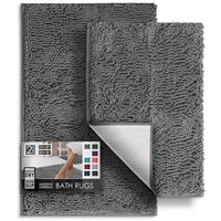 Grey Chenille Bath Rugs (Set of 2)