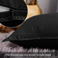 Black Linen Throw Pillow Covers (Set of 2)