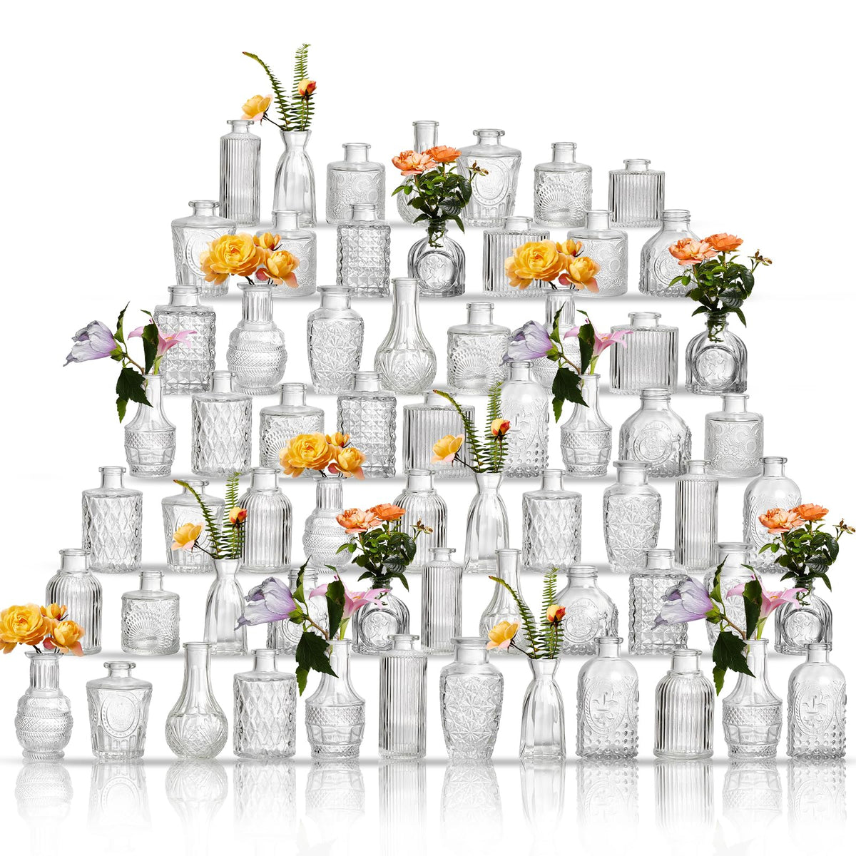 Assorted Clear Bud Vases (Set of 64)