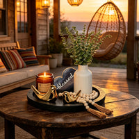 Black Round Wood Tray (Set of 7)